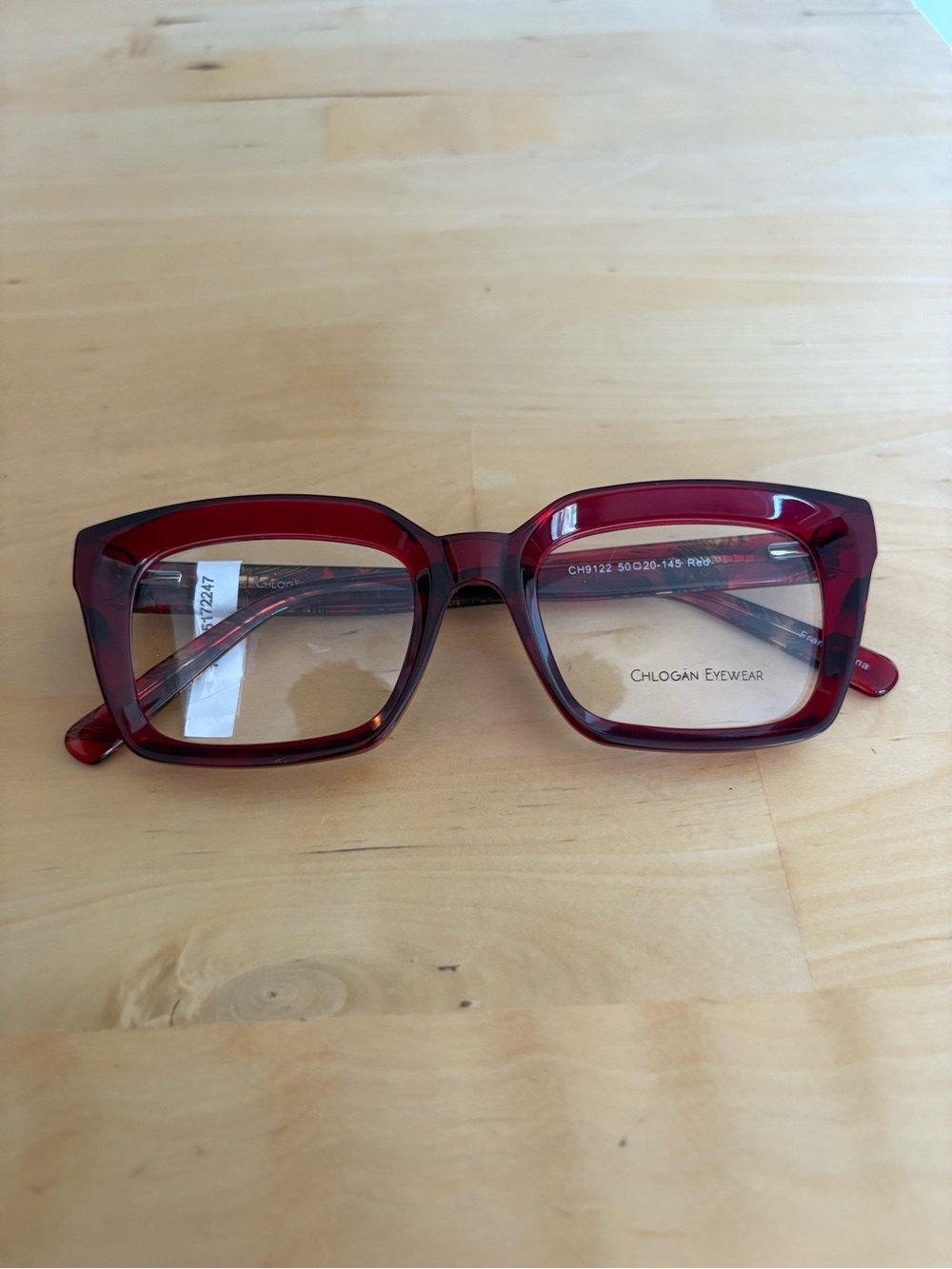 Chlogan Eyewear Red CH9122 Oversized Bold Square Eyeglass Frames 50-20-145 NWT - Picture 12 of 15